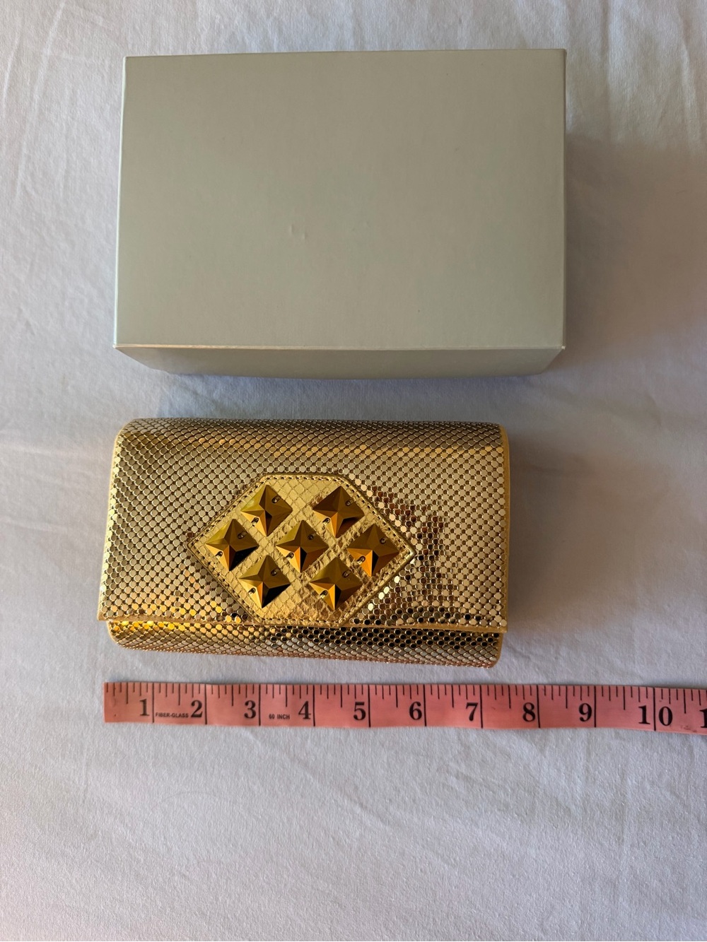 Gold Metallic Studded Clutch Wallet